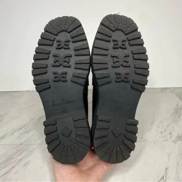 Sam Edelman Laurs Lug Sole Black Faux Leather Loafer 6 1/2 M - Picture 7 of 8